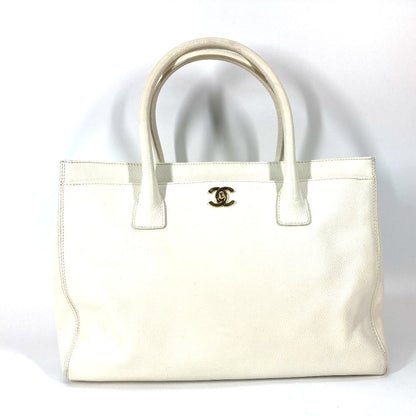 CHANEL Tote Bag Caviar skin White type Executive Tote Women Used