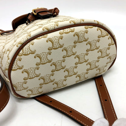 CELINE Backpack PVC / Leather White x brown Triomphe minifolco Women Used