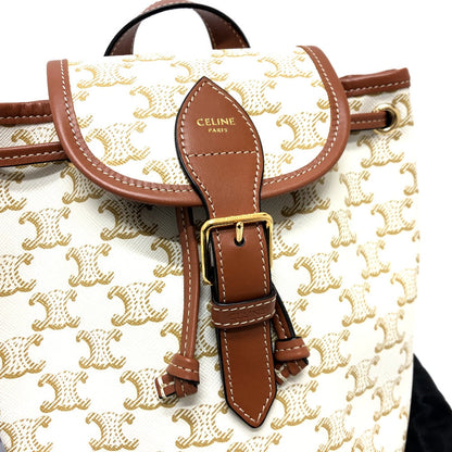 CELINE Backpack PVC / Leather White x brown Triomphe minifolco Women Used