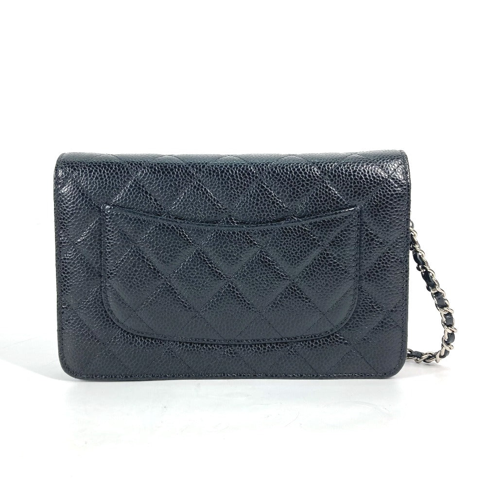 CHANEL Long Wallet Purse AP0250 Caviar skin black Quilting CC Matelasse COCO Mark Classic Chain Wallet