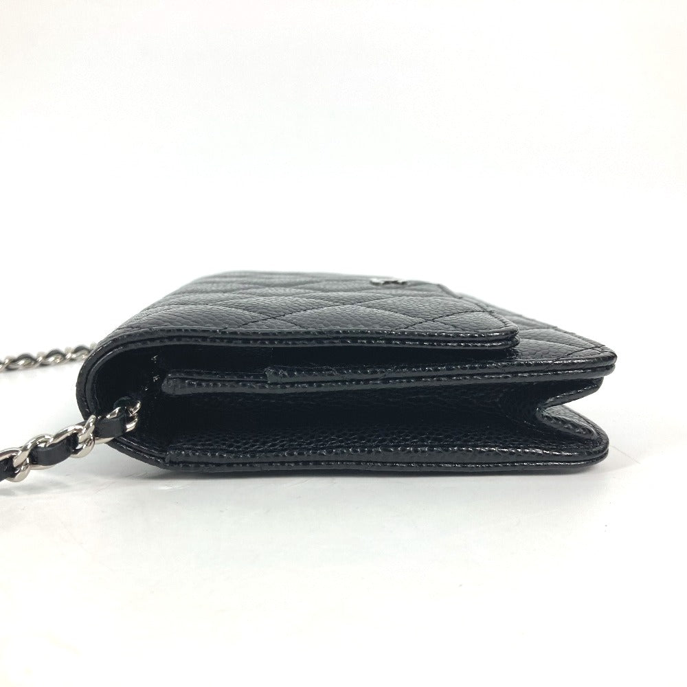 CHANEL Long Wallet Purse AP0250 Caviar skin black Quilting CC Matelasse COCO Mark Classic Chain Wallet