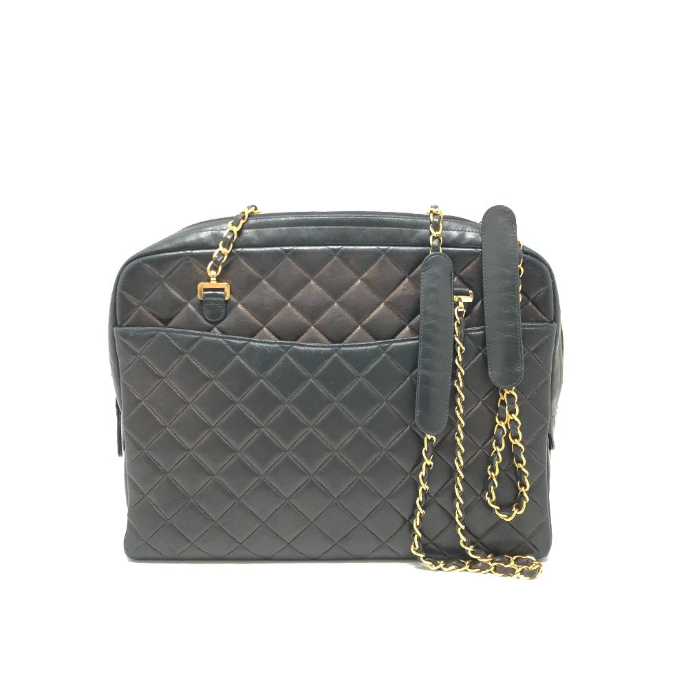 CHANEL Shoulder Bag leather black WChain Matrasse quilting Women Used
