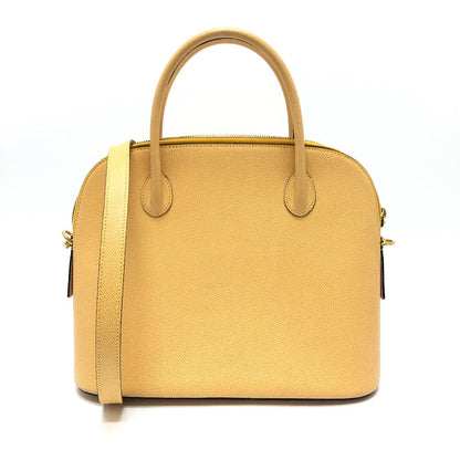 CELINE Shoulder Bag leather Yellow beige type Vintage Bowling 2WAY Shoulder Crossbody Bag Women Used