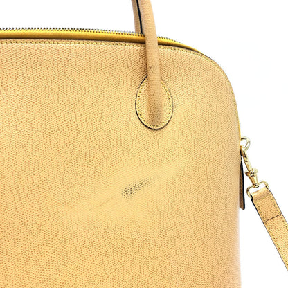 CELINE Shoulder Bag leather Yellow beige type Vintage Bowling 2WAY Shoulder Crossbody Bag Women Used