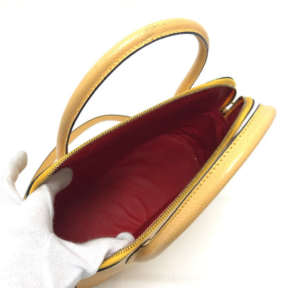 CELINE Shoulder Bag leather Yellow beige type Vintage Bowling 2WAY Shoulder Crossbody Bag Women Used