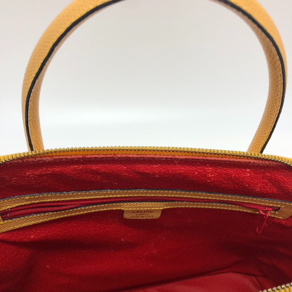 CELINE Shoulder Bag leather Yellow beige type Vintage Bowling 2WAY Shoulder Crossbody Bag Women Used