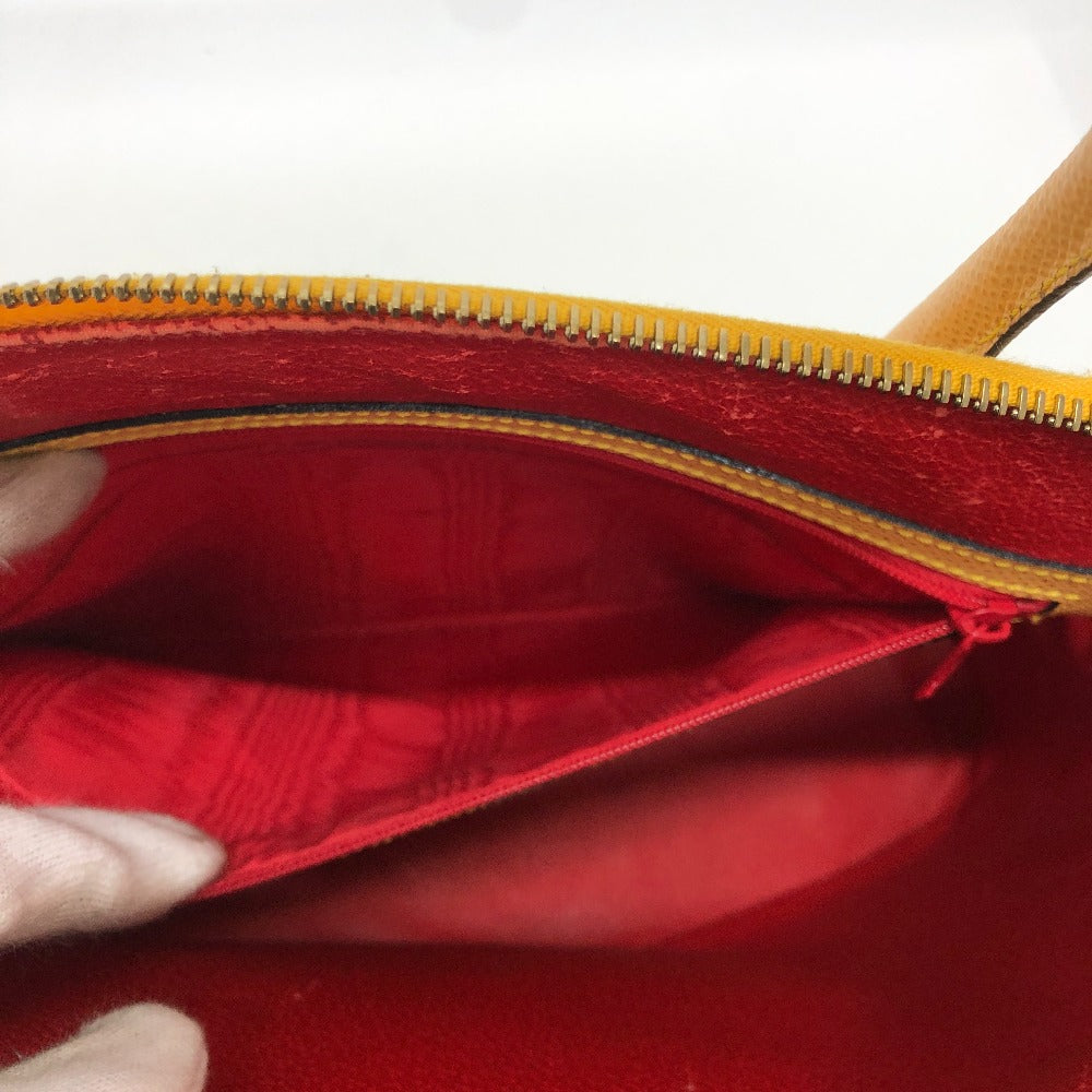 CELINE Shoulder Bag leather Yellow beige type Vintage Bowling 2WAY Shoulder Crossbody Bag Women Used