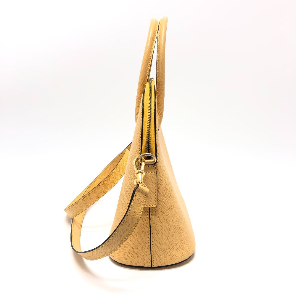 CELINE Shoulder Bag leather Yellow beige type Vintage Bowling 2WAY Shoulder Crossbody Bag Women Used