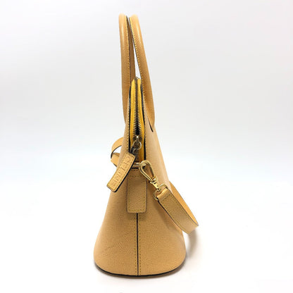 CELINE Shoulder Bag leather Yellow beige type Vintage Bowling 2WAY Shoulder Crossbody Bag Women Used