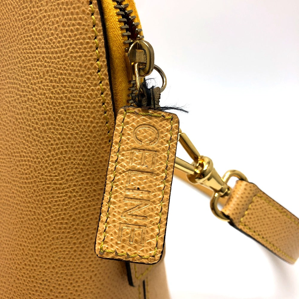 CELINE Shoulder Bag leather Yellow beige type Vintage Bowling 2WAY Shoulder Crossbody Bag Women Used