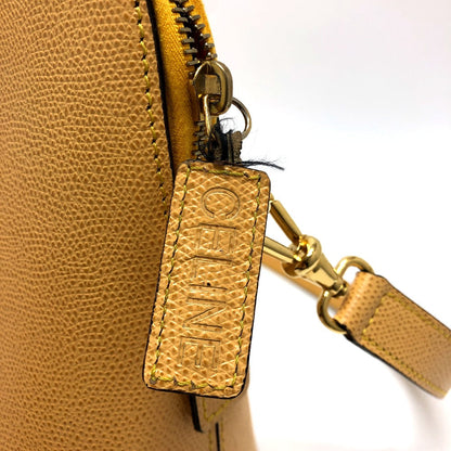 CELINE Shoulder Bag leather Yellow beige type Vintage Bowling 2WAY Shoulder Crossbody Bag Women Used