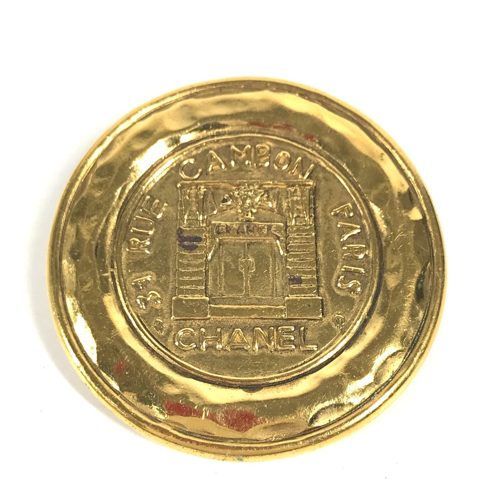 CHANEL Brooch metal gold Vintage round logo Women Used