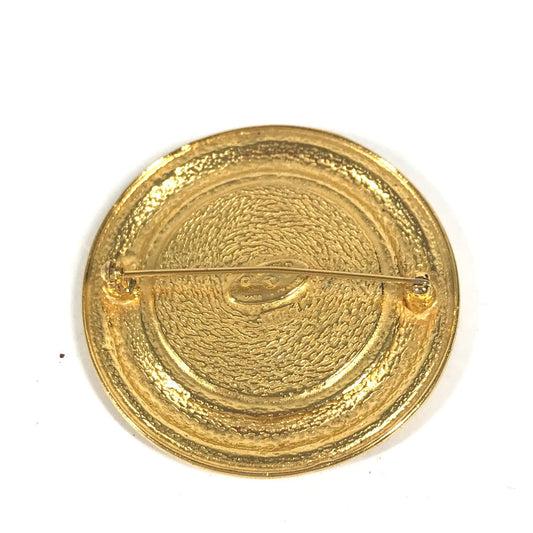 CHANEL Brooch metal gold Vintage round logo Women Used