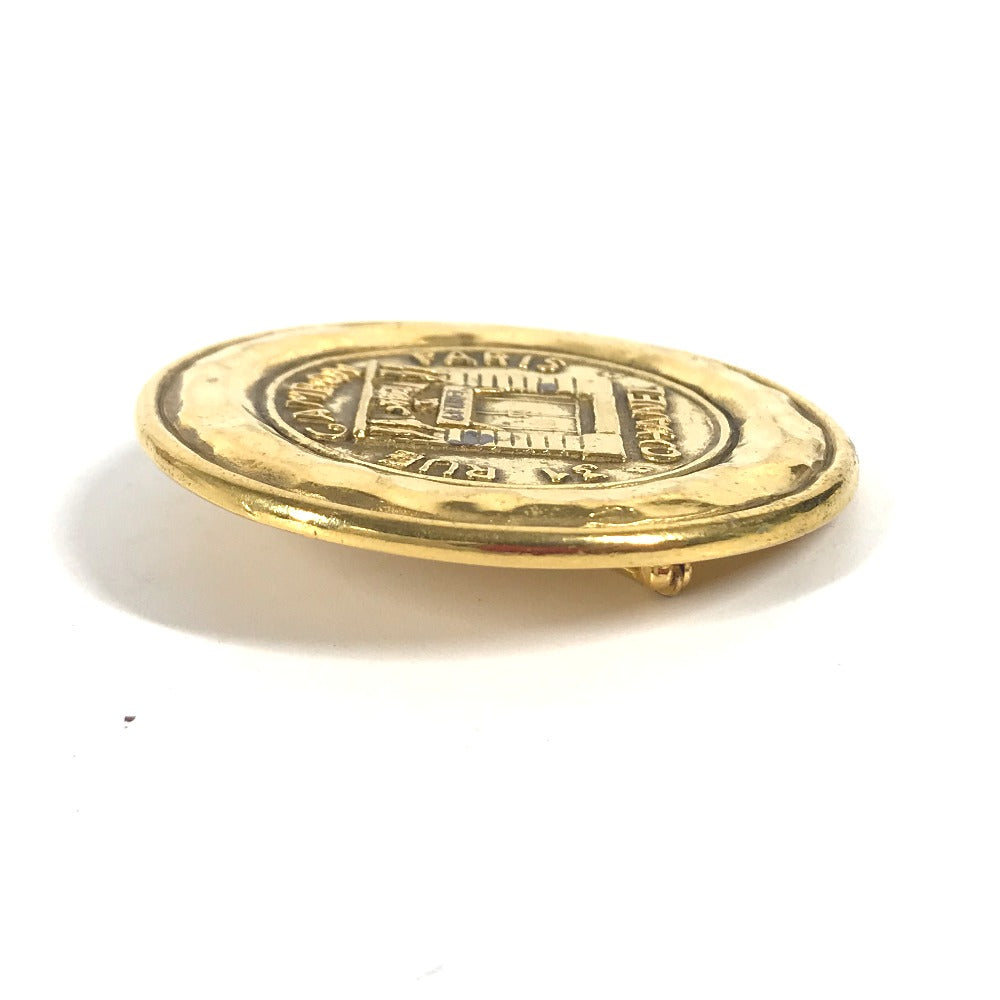 CHANEL Brooch metal gold Vintage round logo Women Used