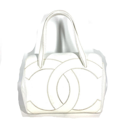 CHANEL Shoulder Bag Caviar skin white shoulder bag Deca COCO Mark CC Women Used