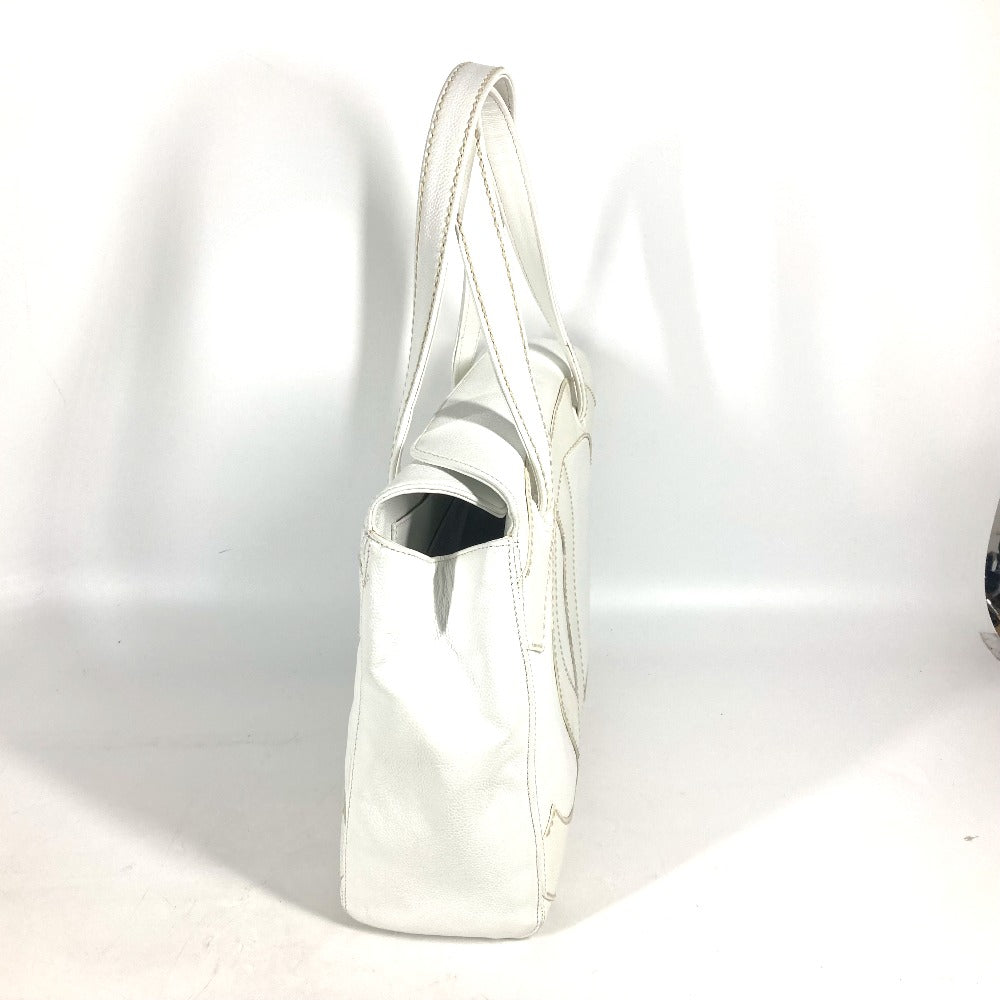 CHANEL Shoulder Bag Caviar skin white shoulder bag Deca COCO Mark CC Women Used