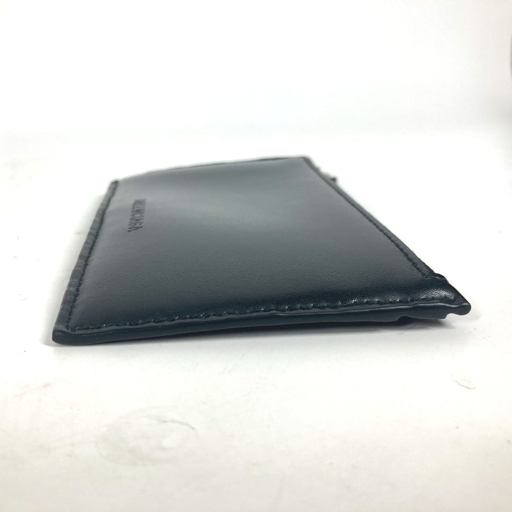 BALENCIAGA Coin case 664044 leather black logo coin card holder mens
