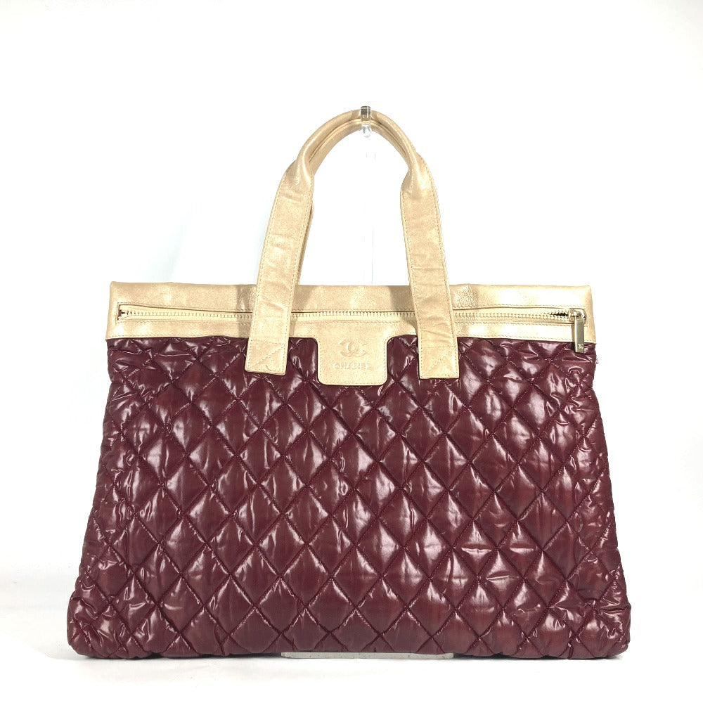 CHANEL Shoulder Bag Nylon, Leather wine-red By color CC COCO Mark Cococoon Quilting Women Used