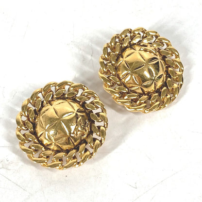 CHANEL Earring metal gold vintage Round Chain CC Matelasse Women Used