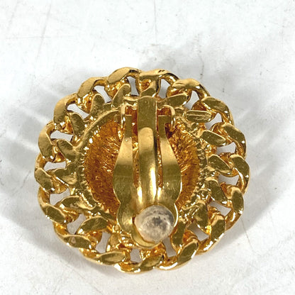 CHANEL Earring metal gold vintage Round Chain CC Matelasse Women Used