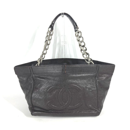 CHANEL Shoulder Bag Caviar skin Brown WChain CC COCO Mark DecaCoco