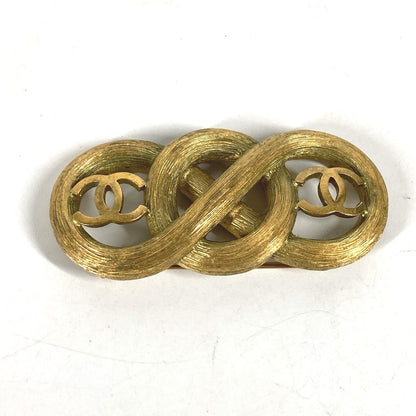 CHANEL Brooch metal gold 95C Vintage CC COCO Mark Double Women New