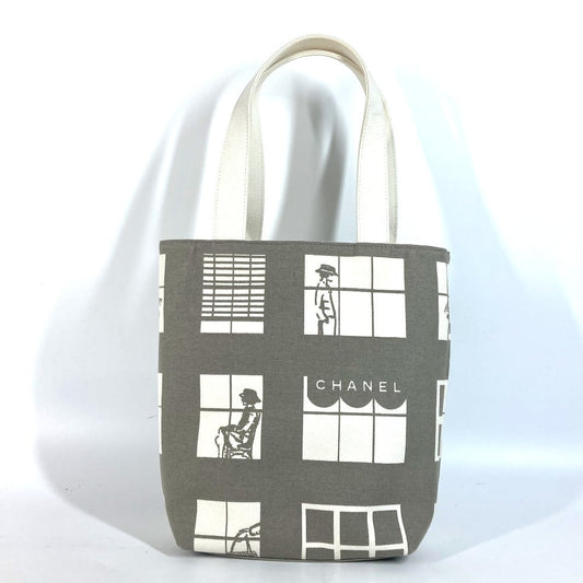 CHANEL Shoulder Bag canvas gray Shoulder Window line