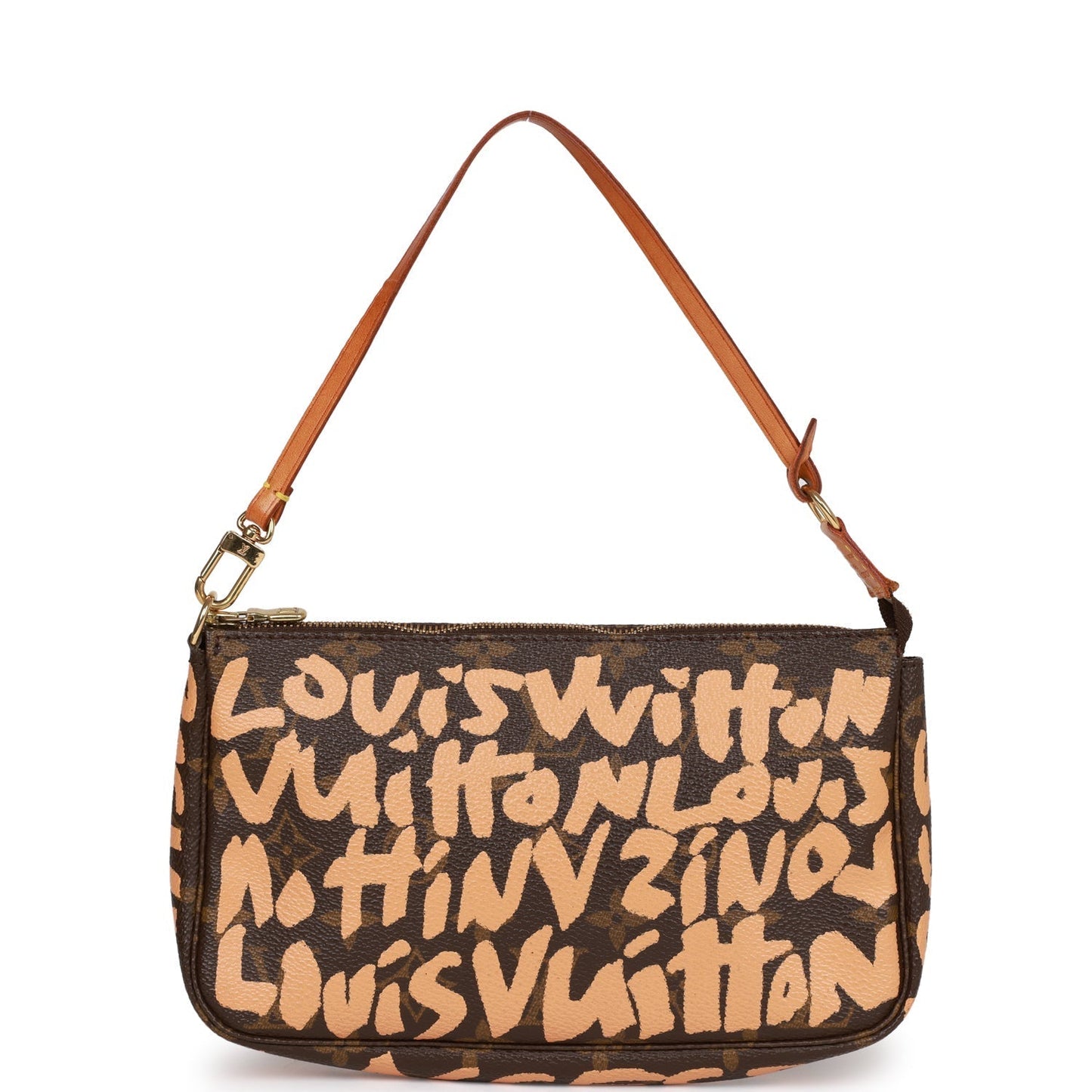 Vintage Louis Vuitton x Stephen Sprouse Peach Graffiti Pochette Bag Gold Hardware