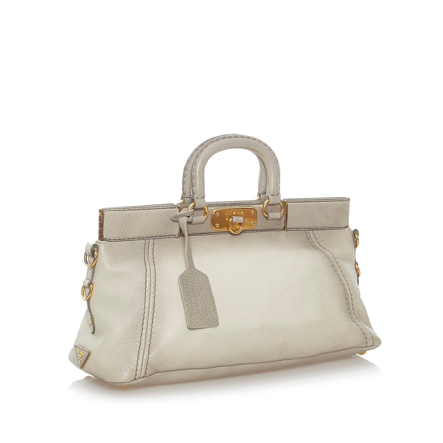 Prada Cervo Antik Frame HandBag Grey