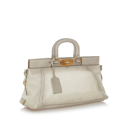 Prada Cervo Antik Frame HandBag Grey