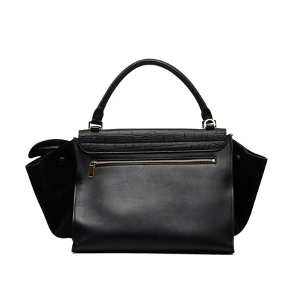 Celine Small Croc Embossed Trapeze Satchel