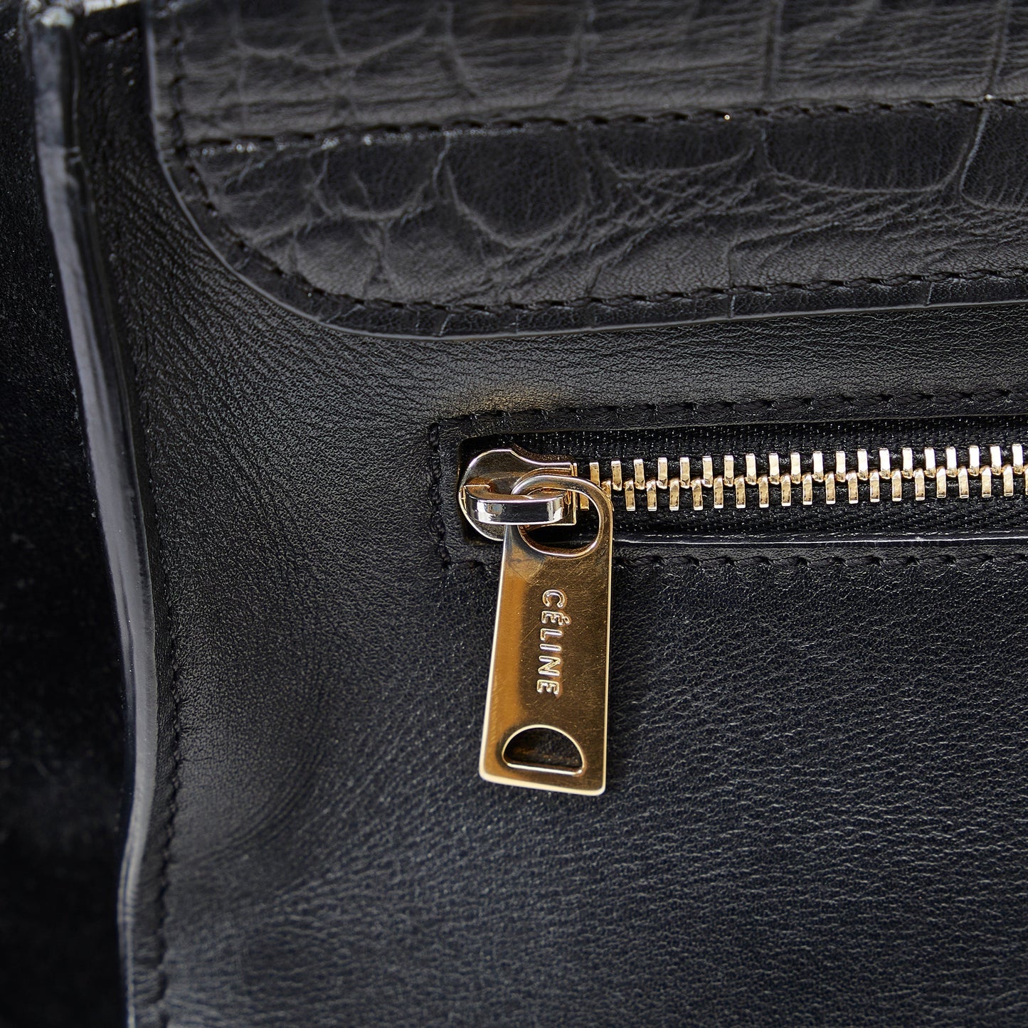 Celine Small Croc Embossed Trapeze Satchel