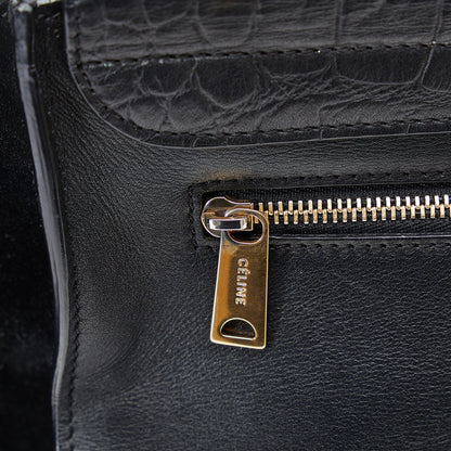 Celine Small Croc Embossed Trapeze Satchel