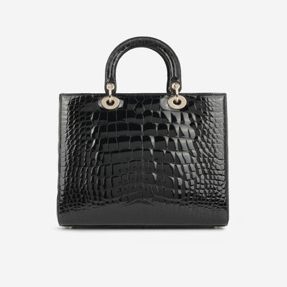 Dior - Large Lady Dior - Black Shiny Alligator Missisipiensis CGHW - 2023