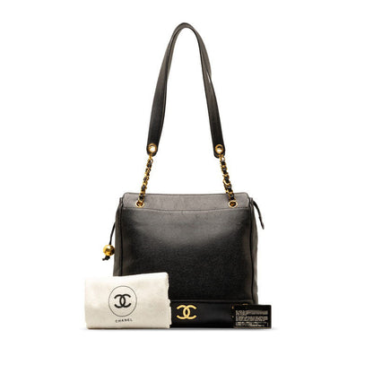 Chanel Triple CC Caviar Tote Bag Leather Tote Bag in Good condition
