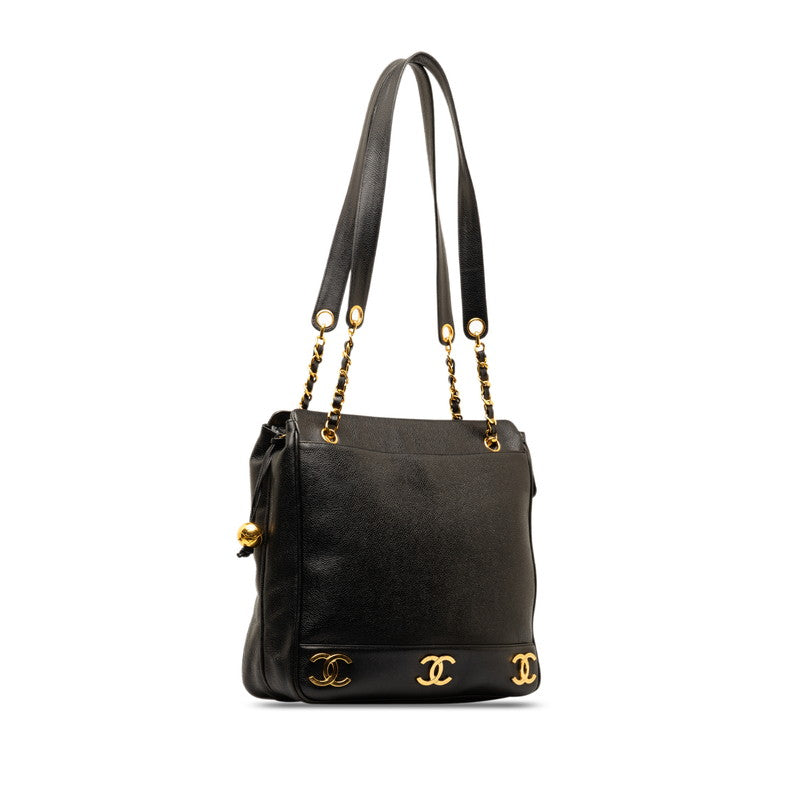 Chanel Triple CC Caviar Tote Bag Leather Tote Bag in Good condition