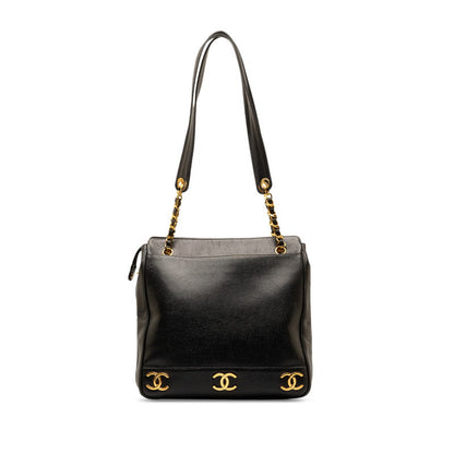 Chanel Triple CC Caviar Tote Bag Leather Tote Bag in Good condition
