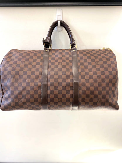 LOUIS VUITTON DAMIER EBENE KEEPALL 50 TRAVEL BAG