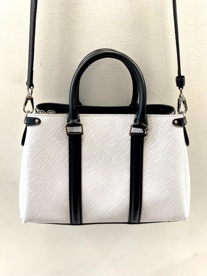 LOUIS VUITTON EPI SOUFFLOT BB BAG-OPTIC WHITE BLACK