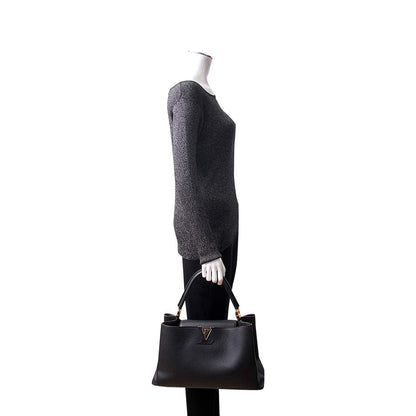 LOUIS VUITTON Leather Capucines GM Noir
