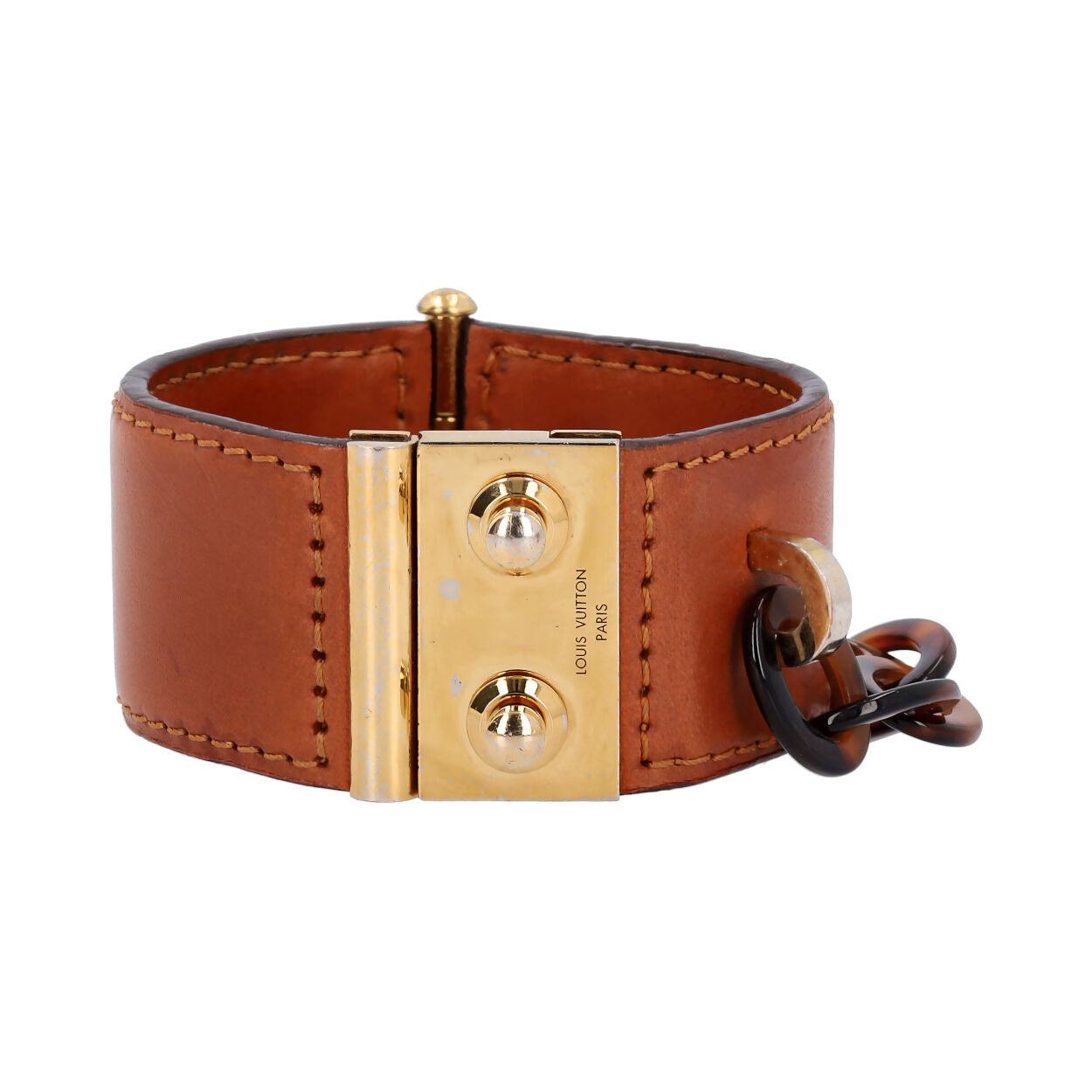 LOUIS VUITTON Leather Nomade Lock Me Cuff Bracelet