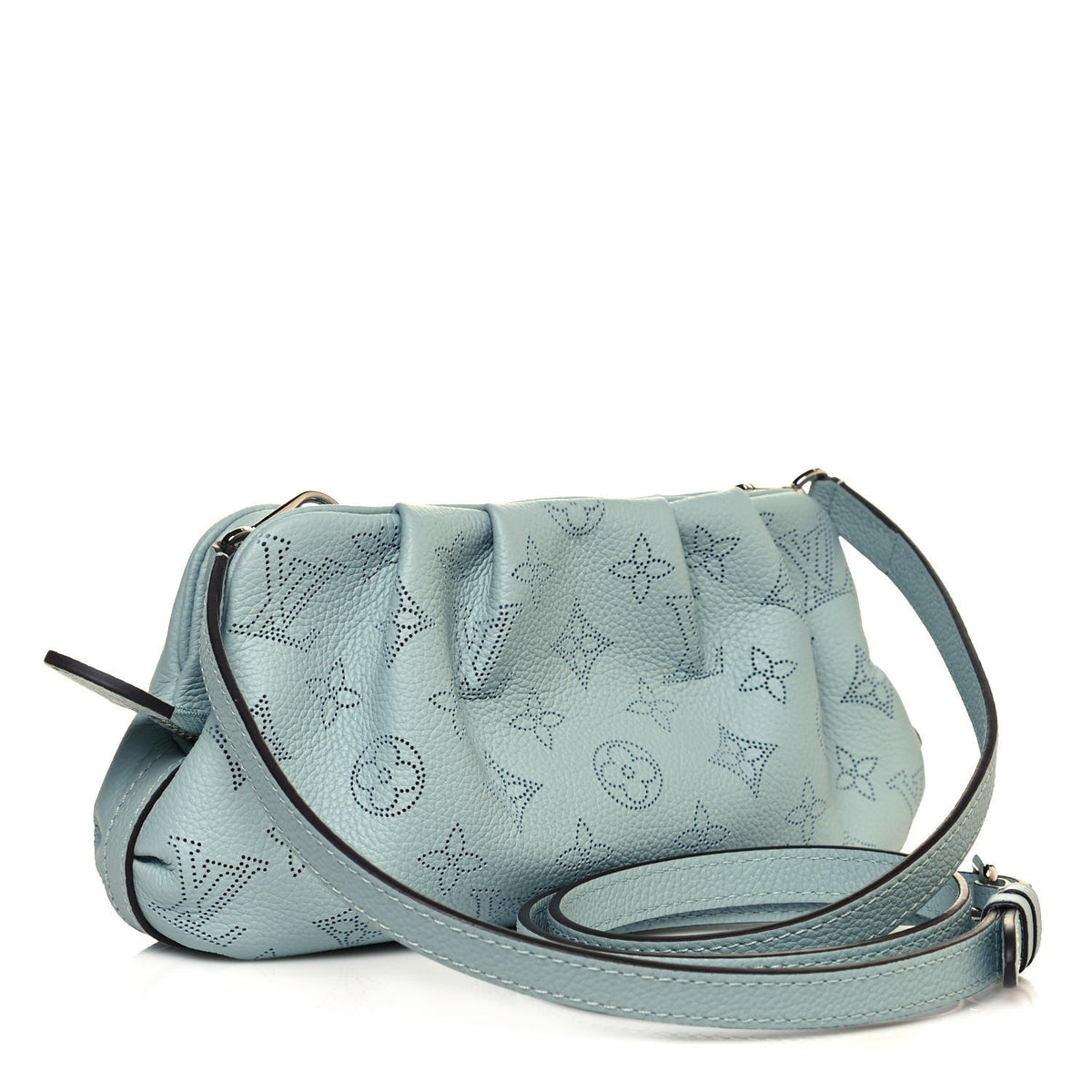 LOUIS VUITTON MAHINA SCALA MINI POUCH IN VERT LAGON