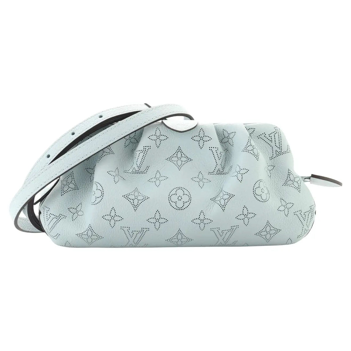 LOUIS VUITTON MAHINA SCALA MINI POUCH IN VERT LAGON