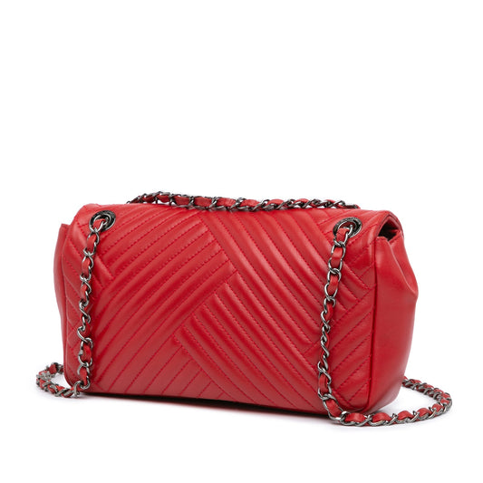 Red Chanel Medium Lambskin CC Crossing Flap Shoulder Bag