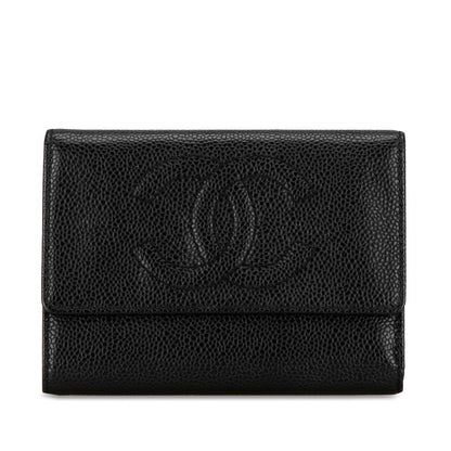 Chanel Coco Mark Compact Trifold Wallet Leather Short Wallet A13226 in Good condition