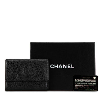 Chanel Coco Mark Compact Trifold Wallet Leather Short Wallet A13226 in Good condition