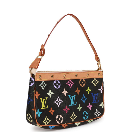 Vintage Louis Vuitton Monogram Multicolor Black Pochette Accessories