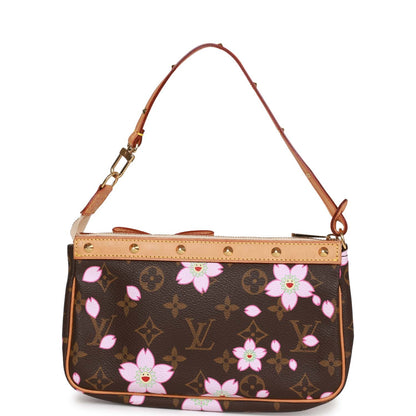 Vintage Louis Vuitton x Takashi Murakami Monogram Cherry Blossom Pochette Gold Hardware