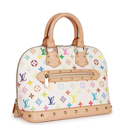 Vintage Louis Vuitton Monogram Multicolor White Alma PM Gold Hardware