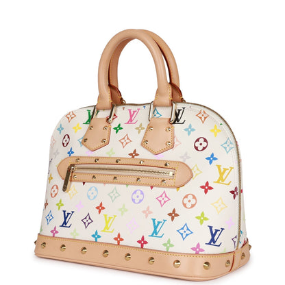 Vintage Louis Vuitton Monogram Multicolor White Alma PM Gold Hardware